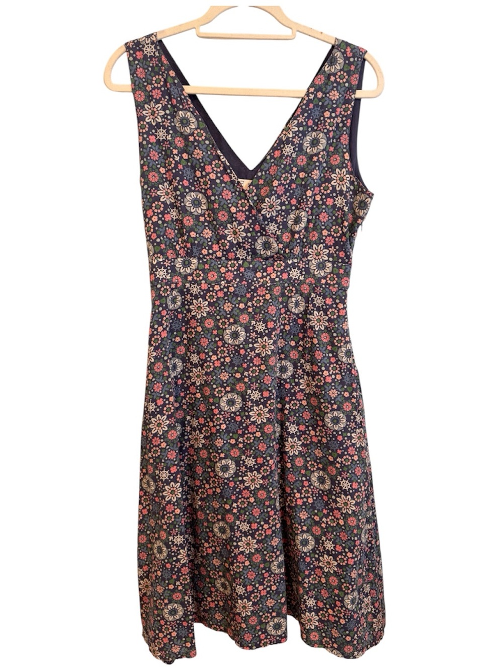 Seasalt Cornwall Killigrew Dress V-Neck Sleeveless Floral Midi Fit & Flare 12